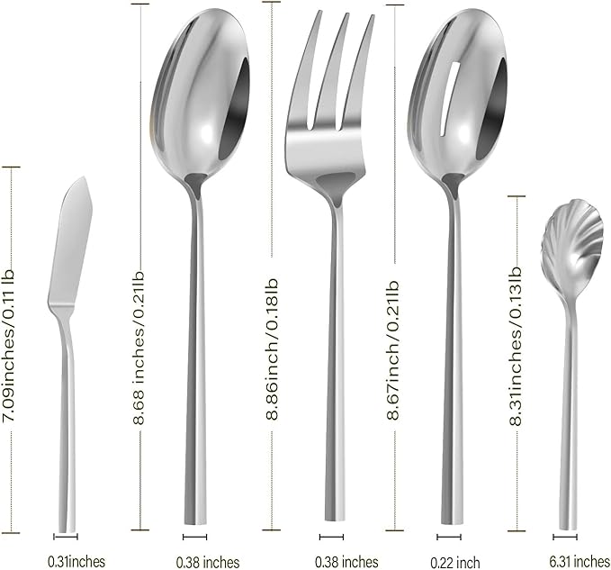 Silverware 45-Piece Flatware Set with Serving Utensils Stainless Steel Thick Heavy Mirror Polished Silver Cutlery Set for Wedding Hotel Restaurant, Service for 8