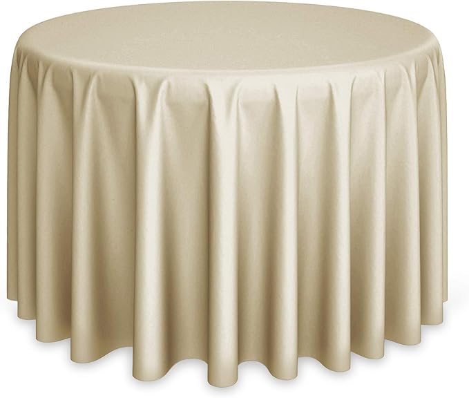 Lann's Linens - 10 Premium 132" Round Tablecloths for Wedding/Banquet/Restaurant - Polyester Fabric Table Cloths - Beige