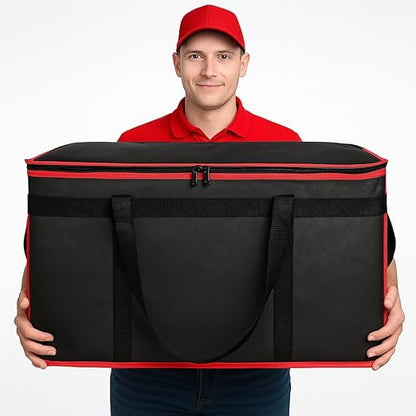 Insulated Food Delivery Bag with Hard Bottom - Extra Stable and Durable Catering Bag, 3XL Thermal Cooler Tote for Hot and Cold Food Transport - Ideal for High-Volume and Restaurant Deliveries