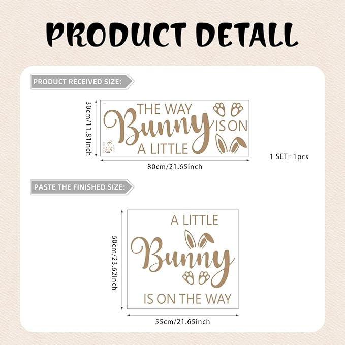 A Little Bunny is On The Way Sign Balloon Arch Decor Sticker，Baby Shower Party Rabbit Themed Decal Sign，Gender Reveal Party Decorations, for Spring Easter Rabbit Themed Baby Shower