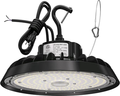 UFO Led High Bay Light 150W 120W 100W Adjustable 5000K 22500LM 1-10V Dimmable High Bay Led Lights ETL Listed US Hook 5' Cable Led High Bay Lighting for Factory Warehouse