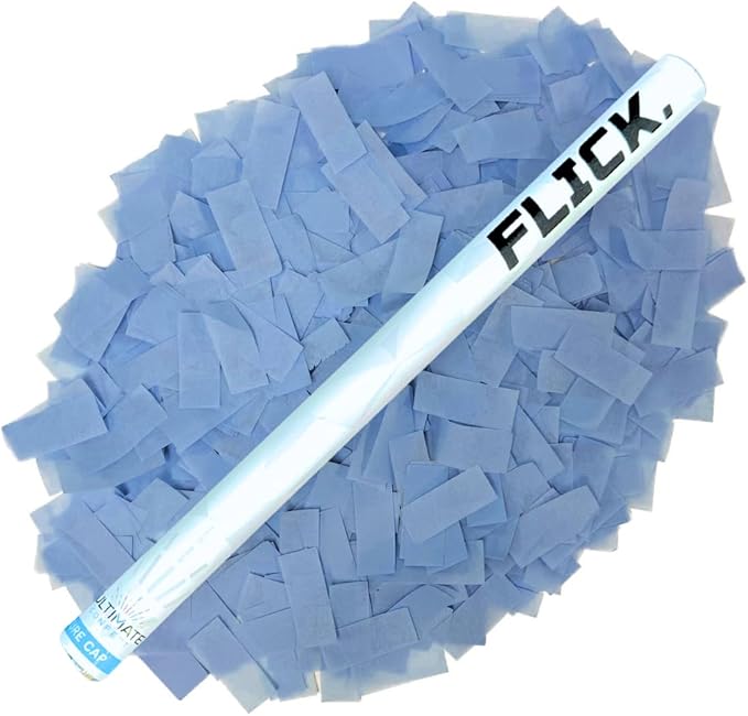 Ultimate Confetti Wand 14 inch Confetti Launcher Wand, Baby Blue, 8 Pack - Great for Parties, Weddings and Events Tissue, Metallic and Biodegradable Options