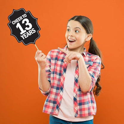 13th Birthday Photo Booth Party Props - 40 Pieces - Funny Official Teenager Birthday Party Supplies, Decorations and Favors