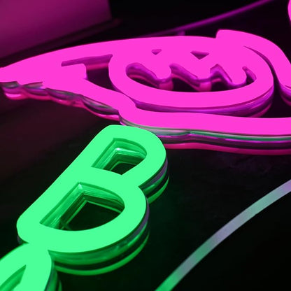 Lucunstar Flamingo Bar Neon Sign Bar LED Light Up Sign for Wall Decor Dimmable USB Powered Animal Neon Light for Wine LED Man Cave Art Signs Decor Gifts for Teens
