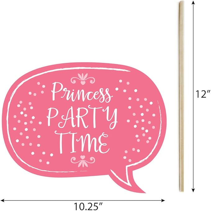 Big Dot of Happiness Funny Little Princess Crown - Pink and Gold Princess Baby Shower or Birthday Party Photo Booth Props Kit - 10 Piece