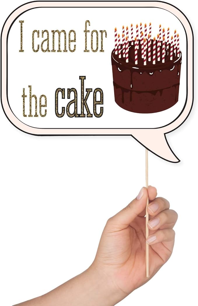 Birthday Photo Booth Props - 41-pc Kit with 8 x 10-Inch Sign, 60 Adhesive Pads, 45 Sticks