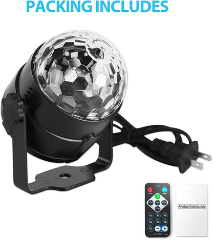 Disco Ball DJ Party Lights Sound Activated with Remote Control Strobe Lamp 7 Modes Stage Light for Home Room Dance Parties Karaoke Halloween Christmas Birthday Decorations