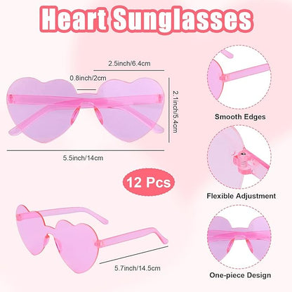 Valentines Heart Headband and Heart Sunglasses 24Pcs Pink Valentine's Day Accessories for Women Glitter Cupid Accessories for Valentine Wedding Anniversary Birthday Engagement Party Favors