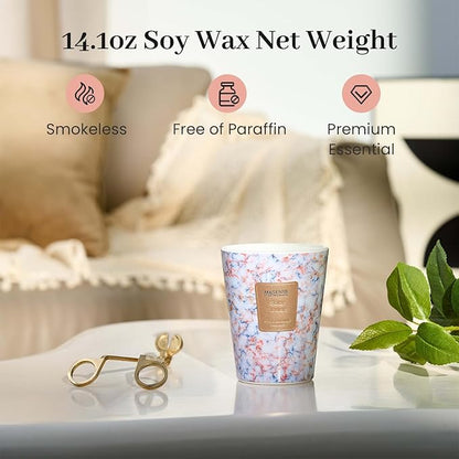 M&SENSE Solar Flowers Scented Candles for Home, 3 Wick Highly Scented Jar Candle, 14.1 Oz 80H Long Lasting Burning Christmas Candle for Women, Aromatherapy Candles for Holiday Christmas Gift