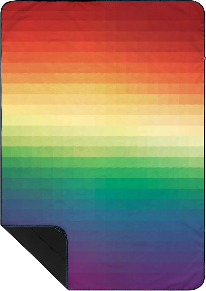 Rumpl Everywhere Mat | Lightweight Ground Cover for Hiking, Camping, Traveling, Picnics | 52" x 75" | Rainbow Fade