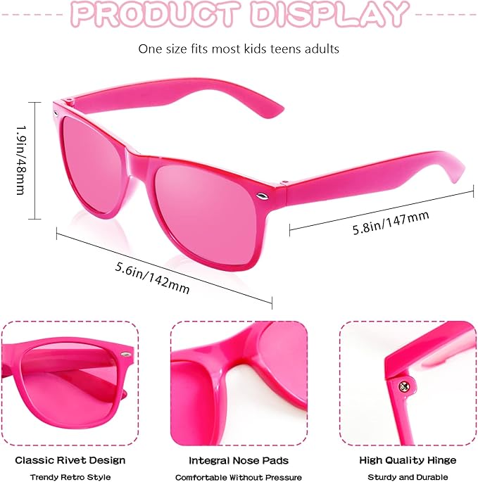 Pibupibu 10/20 Packs Adults Wholesale Neon Colors Square Retro Style Party Favors Sunglasses