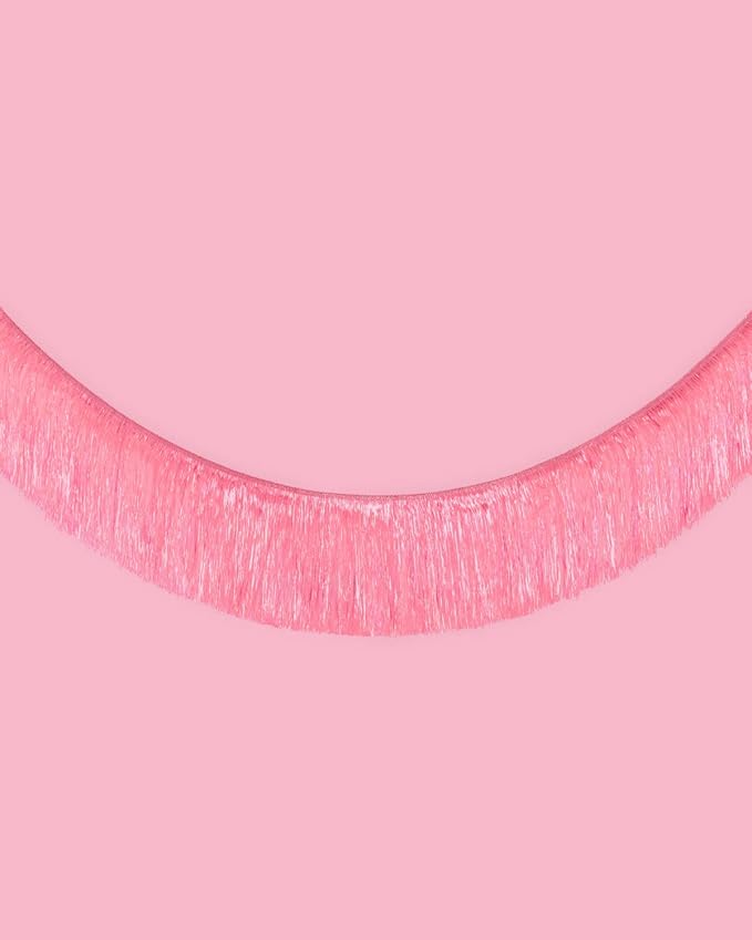 xo, Fetti Pink Iridescent Fringe Banner - 5 Ft. | Bachelorette Party Decorations, Birthday Party Decor, 21st Bday Decor, HBD, Photo Booth Banner Backdrop