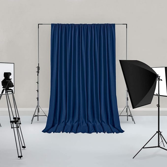 Hiasan Navy Blue Backdrop Curtains for Parties, Polyester Photography Backdrop Drapes for Family Gatherings, Wedding Decorations, 5ftx8ft, Set of 2 Panels
