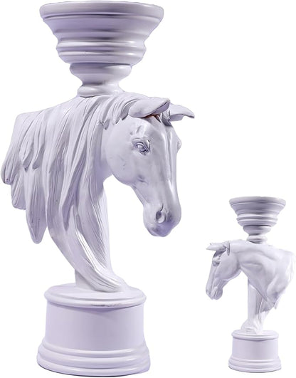12'' Horse Candle Holder – Rustic Equestrian Stallion Figurine Stand, Farmhouse Western Decor for Table, Mantel, Entryway – Unique Gift for Horse Lovers