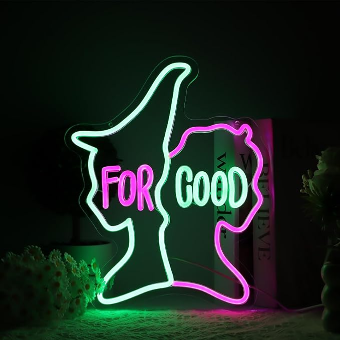 For Good Neon Sign, Musical Theater Wall Decor, Broadway Inspired Gift, Blue and Pink LED Art for Room (14.6"x11.4")