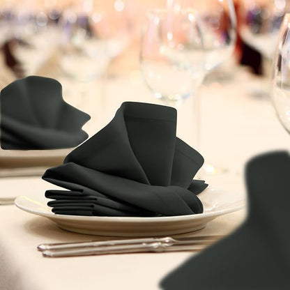 Grey Cloth Napkins Bulk (Pack of 24) - 100% Polyester Dinner Linen Napkins Cloth Washable & Reusable - Durable with Hemmed Edges - Ideal for Parties and Weddings (17x17 Inches)