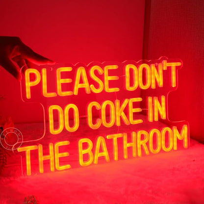 SYLHOME Red Please Don't Do Coke In The Bathroom Led Neon Light Sign Game Room Bedroom Bar Store Wall Decor Sign Birthday Christmas Party Backdrop USB 16.9"X9.2" 5V