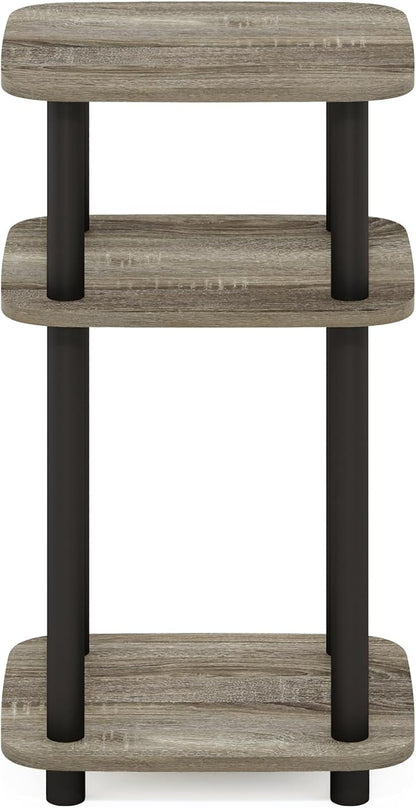 Furinno JUST Side Table, 3-Tier Turn-N-Tube End Table with Open Shelf, Round Curve Corner Night Stand, Bedside Table, Easy Assembly, for Living Room, Bedroom, French Oak