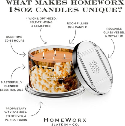 HomeWorx by SLATKIN + CO. Candle- Sweet Potato Pie, 18 oz. Premium Scented Candle - 30-55 Hours Burn Time