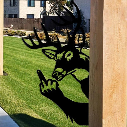 Funny Deer Metal Sign, Humorous Outdoor Hunting Wall Art, Rustic Cabin Lodge Man Cave Garage Decor, Unique Deer Silhouette Plaque, Gag Gift for Hunters, Friends, Dad, Men’s Birthday