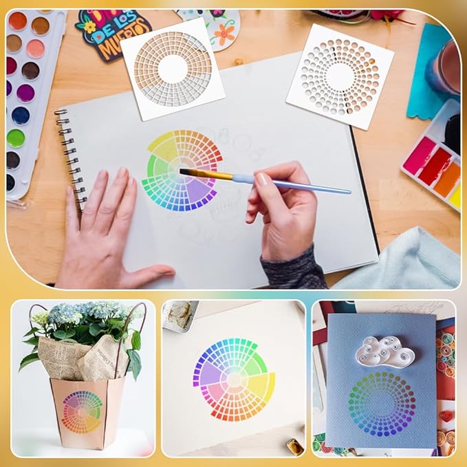 BENECREAT 4Pcs Acrylic Journal Stencils, Handmade Flexible Record Template, Planner Stencil for Bullet Journaling, Reusable Calendar Planners, Durable Writing & Drawing Tools