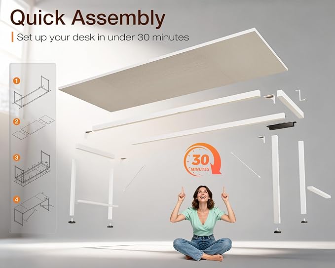 Coleshome 71 Inch Computer Desk with USB Ports, Large Office Desk, Long Study Student Writing Desk, White