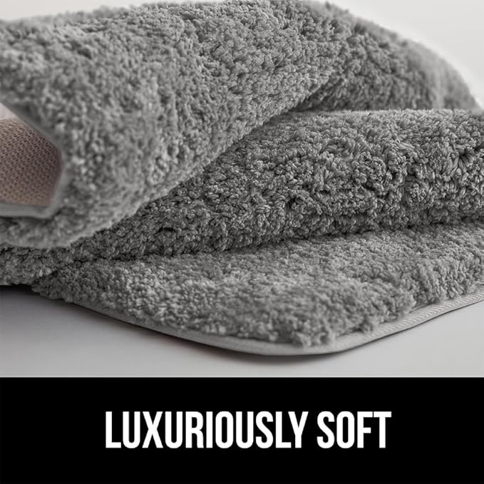 GORILLA GRIP Bathroom Rugs, 30x20, Ultra Soft Absorbent Mat, Thick Plush Bath Rug, Machine Washable, Microfiber Quick Dry, Mats for Shower, Bathtub and Floor, Home Decor Accessories, Grey