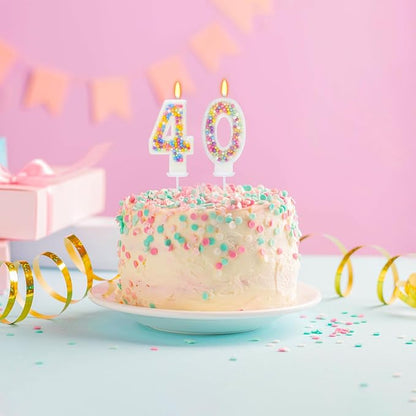 40th Birthday Candle for Cake, Colorful Macaron Numeral Candles for Women/Girl, Theme Birthday Party Cake Decorations, Cake Topper for Birthday Party Supplies (Number 40)