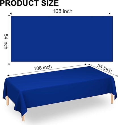 WNINK 2 Pack Royal Blue Tablecloths Disposable Table Covers 54" x 108" Table Cloths for BBQ Birthday Picnic Bridal Shower Wedding Plastic Table Cloths for Parties Fits 6 to 8 Foot Rectangle Tables