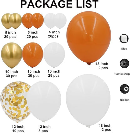 Orange and Gold Confetti Balloon Garland Arch Kit 164pcs Orange Chrome Gold White Balloons for Birthday Thanksgiving Wedding Decoration Baby Shower Decorations Birthday Party Decorations