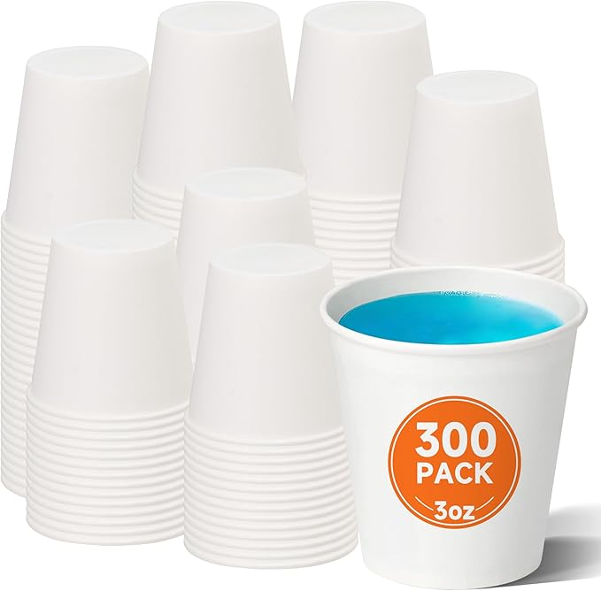 300 Count 3 oz Disposable Mouthwash Cups, Small Paper Cups, Bathroom Paper Cups, Ideal for Parties and Everyday Use