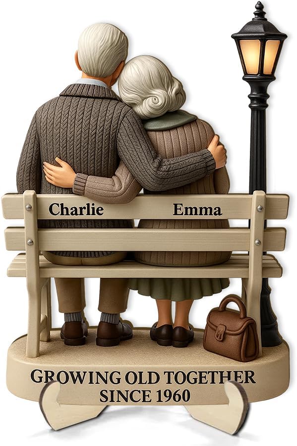 Growing Old Together Wooden Sign, Gifts for Him Her Wife Husband, Custom Wood Art Plaque Anniversary Cute Couples Gift, Valentine Christmas Gift For Parents, Grandparents Decorations Sign 38