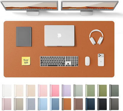 YSAGi Leather Desk Protector, Office Mat, Large Mouse Mat, Non-Slip PU Leather Blotter, Laptop Desk Pad, Waterproof Writing Pad for Office and Home (Brown, 47.2" x 23.6")