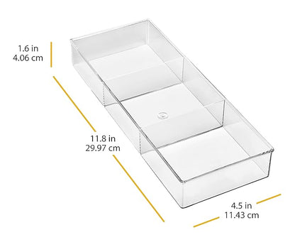 Whitmor 3 Section Small Easy Clean Clear Plastic Resin Drawer Organizer