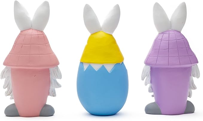 Madanar Easter Resin Gnomes for Tiered Tray Shelf Decorations - Chocolate Bunny, Egg, Basket (Easter)
