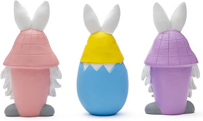 Madanar Easter Resin Gnomes for Tiered Tray Shelf Decorations - Chocolate Bunny, Egg, Basket (Easter)