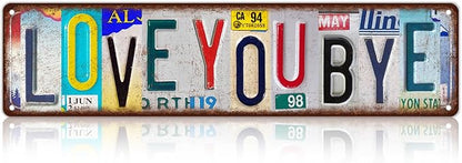 Vintage Love You Bye Wall Decor Street Signs Home Bar Coffee Metal Tin Signs Gifts to Express Warm for Your Family 16 x 4 Inches