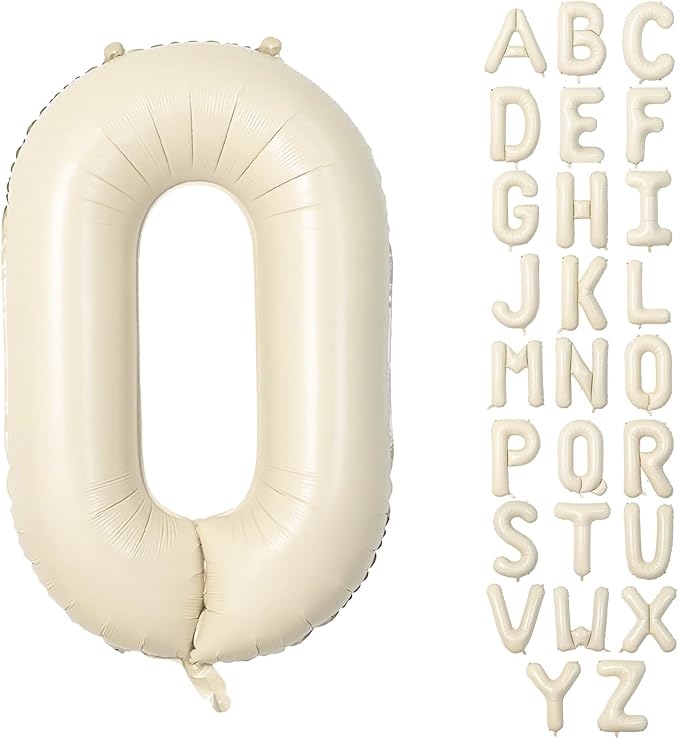 40 Inch Letter Balloons O, Big Custom A-Z Alphabet Foil Name Balloon Cream White, Self Inflating Beige Customize Helium Balloon Letters O for Women Girls One Birthday Oh Baby Shower Party Decorations