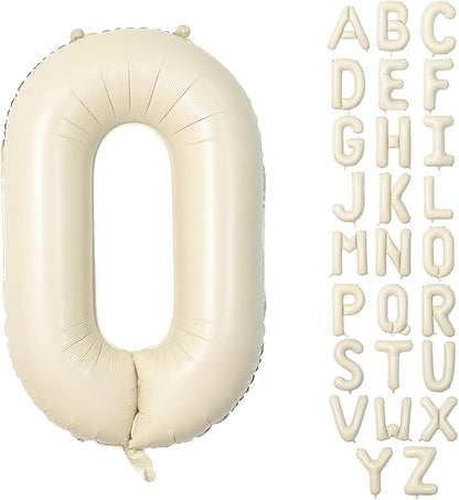 40 Inch Letter Balloons O, Big Custom A-Z Alphabet Foil Name Balloon Cream White, Self Inflating Beige Customize Helium Balloon Letters O for Women Girls One Birthday Oh Baby Shower Party Decorations