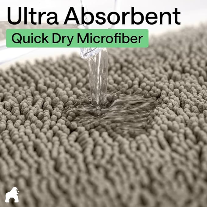GORILLA GRIP Bathroom Rug Sets, Soft Chenille 2 Piece Area Rugs Set, Toilet Base Mat and 30x20 Carpet, Absorbent Microfiber Washable Mats Dry Quickly, Home Décor and Bath Room Accessories, Latte