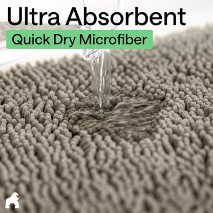GORILLA GRIP Bathroom Rug Sets, Soft Chenille 2 Piece Area Rugs Set, Toilet Base Mat and 30x20 Carpet, Absorbent Microfiber Washable Mats Dry Quickly, Home Décor and Bath Room Accessories, Latte