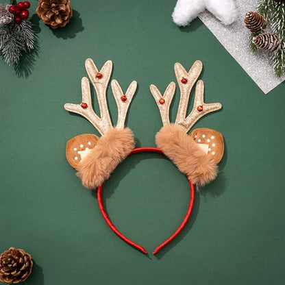 Madison Tyler Christmas Reindeer Antlers Headband for Womens | Cute Soft Fluffy Accessories for Christmas Party | Holiday Gifts for Women