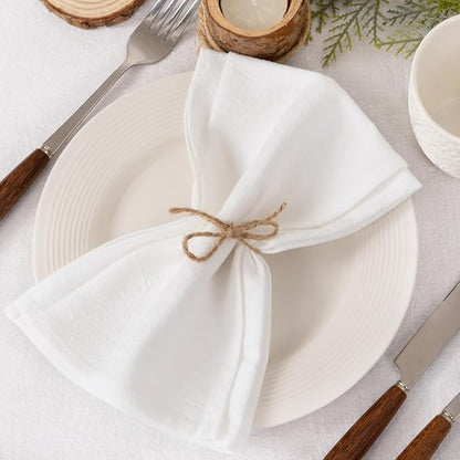 Socomi Cloth Napkins White Ivory Fall Thanksgiving Washable Reusable Bulk Linen Cotton Napkins Set of 4 17"x17" for Wedding Party Bridal Baby Shower Birthday Dining Table Decorations