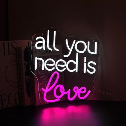 All You Need is Love Neon Sign, Neon Signs for Wall Decor Neon LED Signs Room Neon Light Up Signs Home Decor
