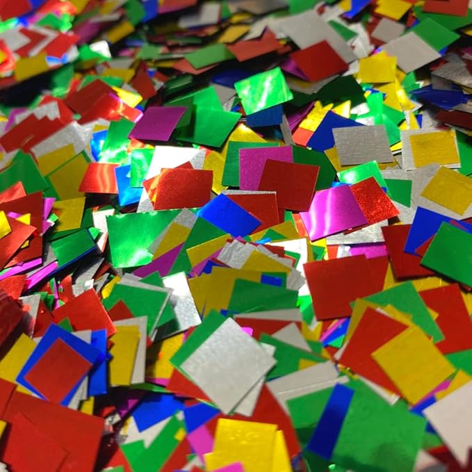 Ultimate Confetti, Fluttering Multicolor Mylar Shiny Foil Metallic Confetti Squares - Lightweight and Slow-Falling Party Confetti for Cannon and Launcher Use - Best for Celebrations - 1 lb, 16 oz