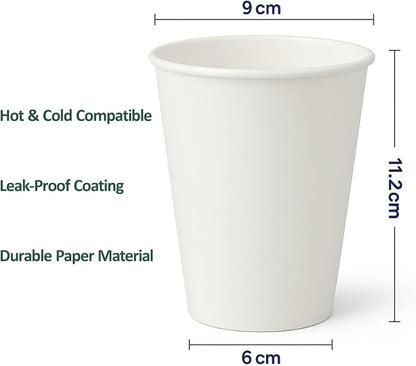 360 Count Pack 12 oz Disposable Paper Coffee Cups, Hot & Cold Drink Cups for Coffee, Tea, Juice, Leak-Proof Food Safe White Paper Cups for Home, Office, Cafes, Travel,
