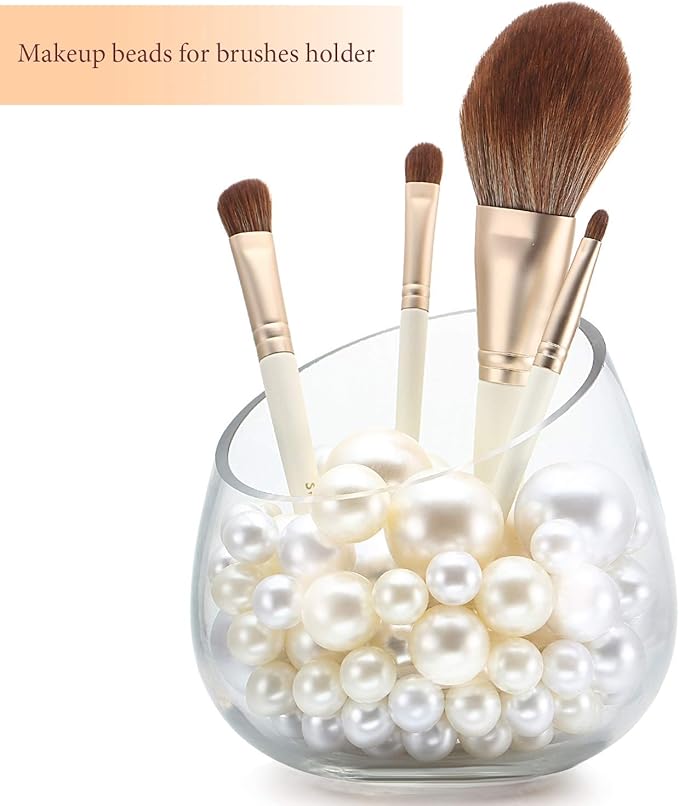Hicarer 120 Pieces Pearl for Vase Filler Pearl Bead Vase Centerpieces Brush Holder Assorted Round Faux Bead for Crafting, Home Wedding Table Decor 14/20/30 mm(Creamy White, White)