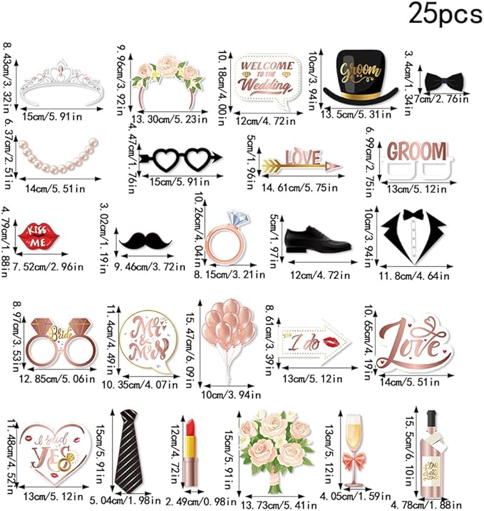 Bachelorette Party Decorations, Kaluofan 25 Pcs Bachelorette Party Accessories，Funny Wedding Photo Booth Props for Engagement Wedding Reception Party Bride Wedding Shower Decor(Pink and Black)