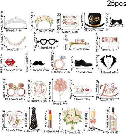 Bachelorette Party Decorations, Kaluofan 25 Pcs Bachelorette Party Accessories，Funny Wedding Photo Booth Props for Engagement Wedding Reception Party Bride Wedding Shower Decor(Pink and Black)