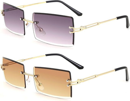 FEISEDY Vintage Rimless Sunglasses Rectangle Frameless Candy Color Glasses Women Men B2642